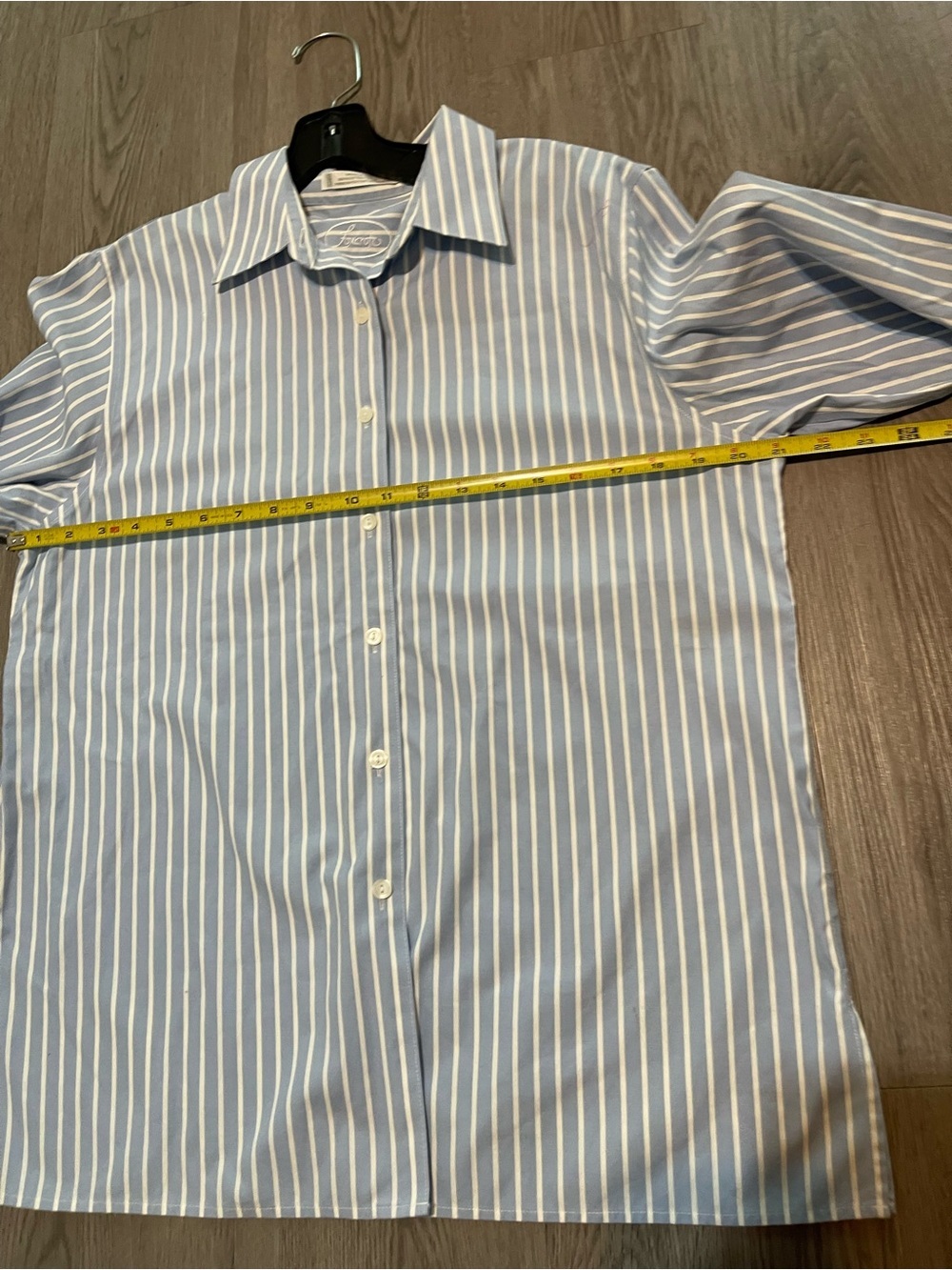 Foxcroft Jodie no iron pinpoint Blue and White Striped Button-Down Shirt - Picture 6 of 7